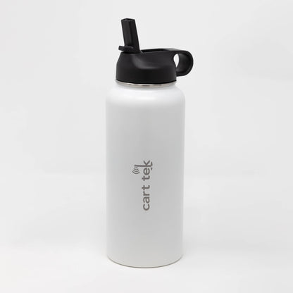 White Cart Tek 32 Oz Thermos Cup Water Bottle and XL Drink Holder Combo