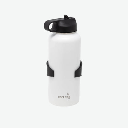 White Cart Tek 32 Oz Thermos Cup Water Bottle and XL Drink Holder Combo