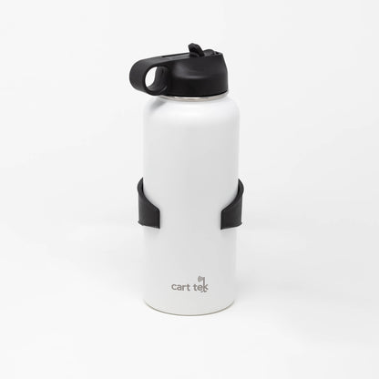 White Cart Tek 32 Oz Thermos Cup Water Bottle and XL Drink Holder Combo